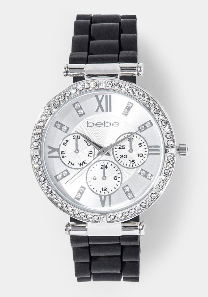 Front View-Watch Interchangeable Strap Set-SIL/BLK