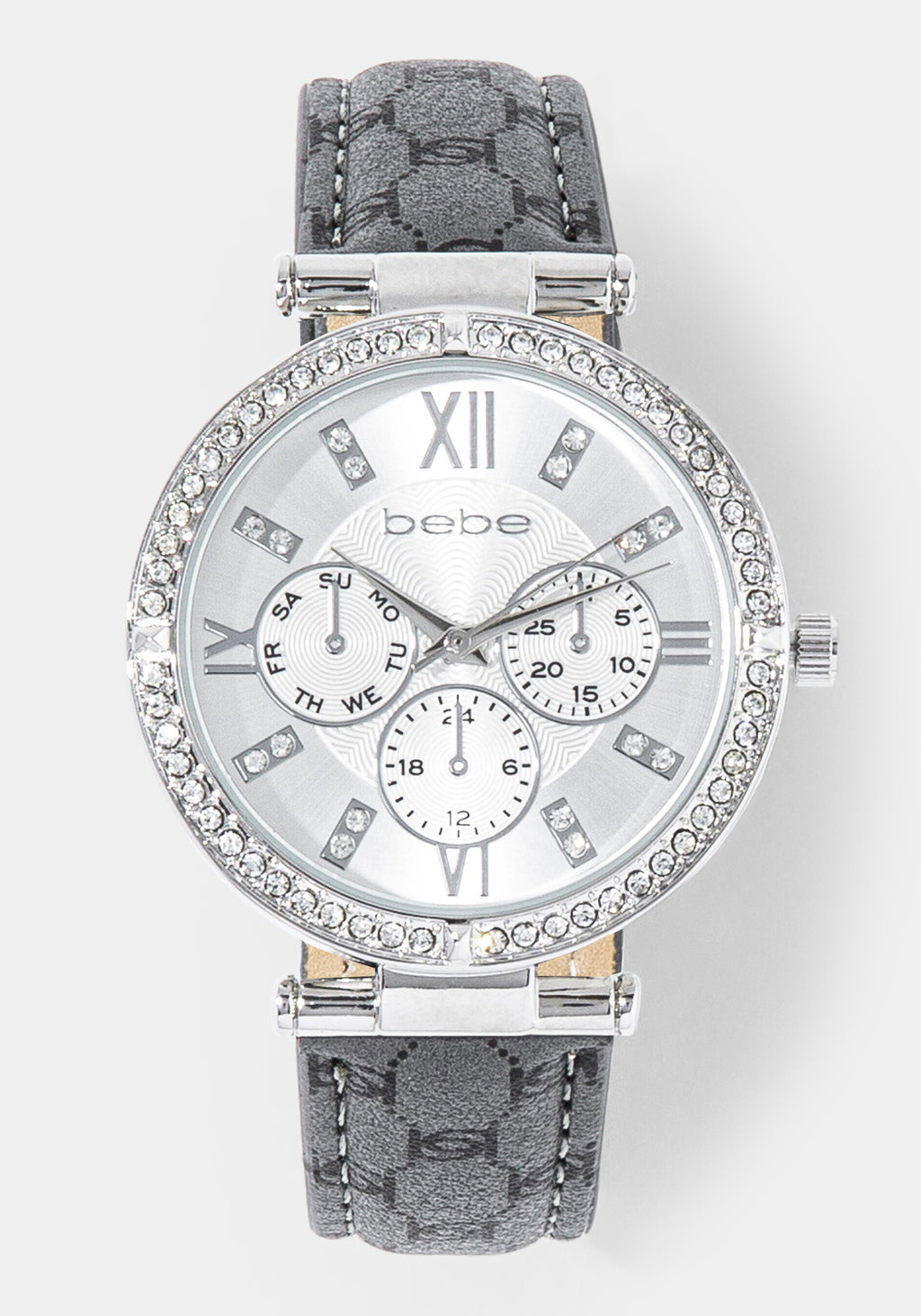 Front View-Watch Interchangeable Strap Set-SIL/BLK