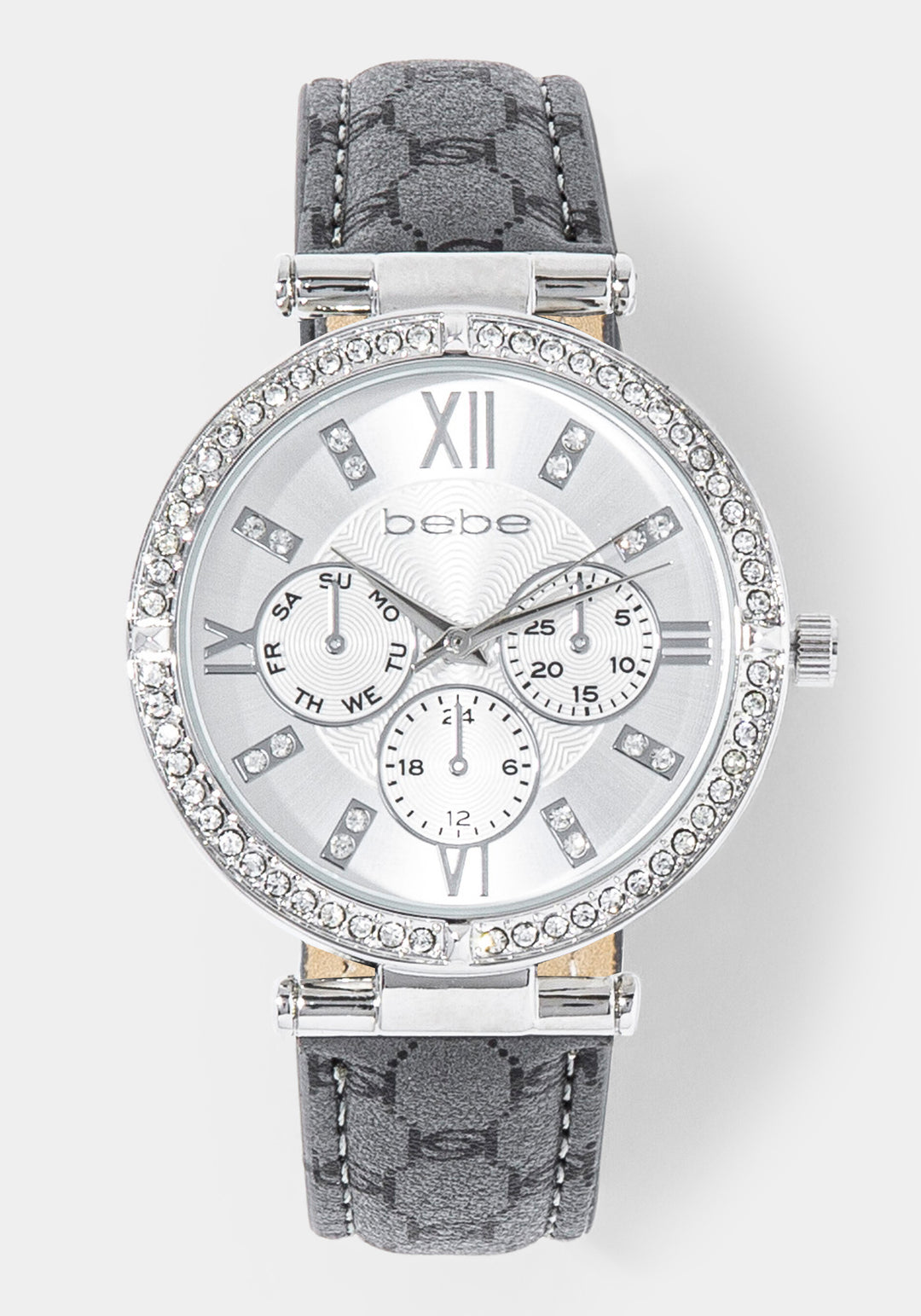 Front View-Watch Interchangeable Strap Set-SIL/BLK