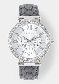 Front View-Watch Interchangeable Strap Set-SIL/BLK