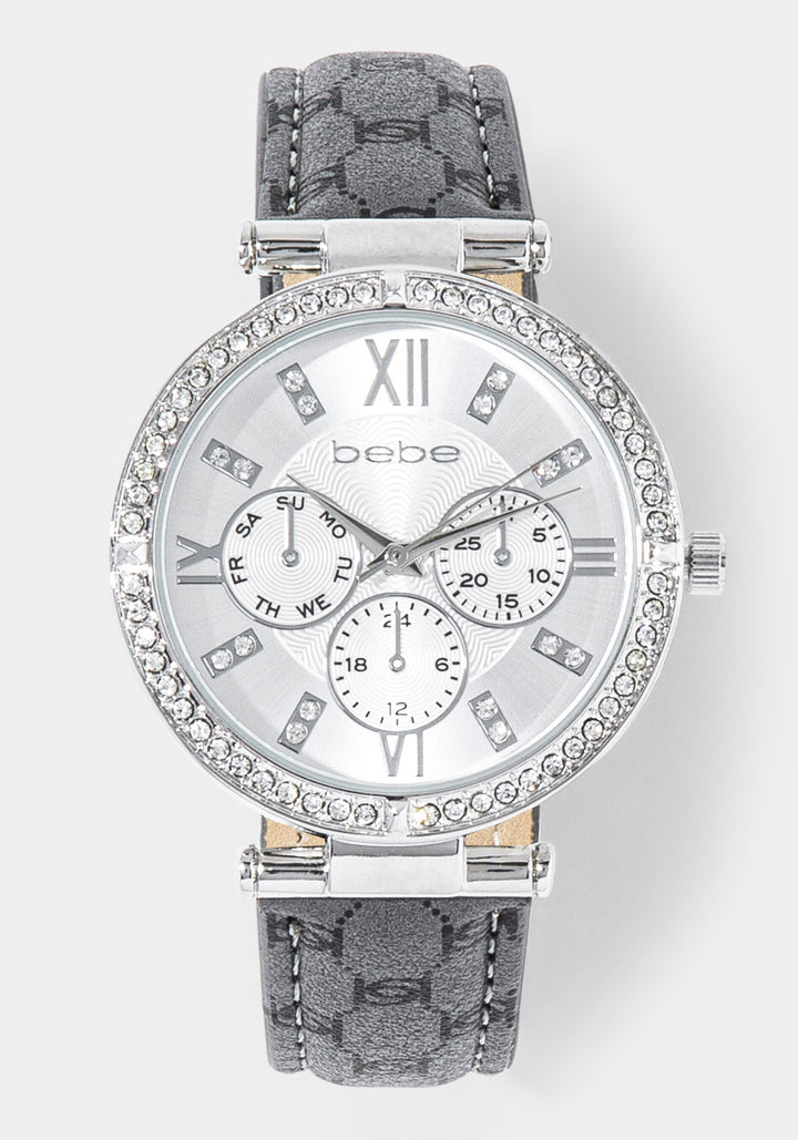 Front View-Watch Interchangeable Strap Set-SIL/BLK