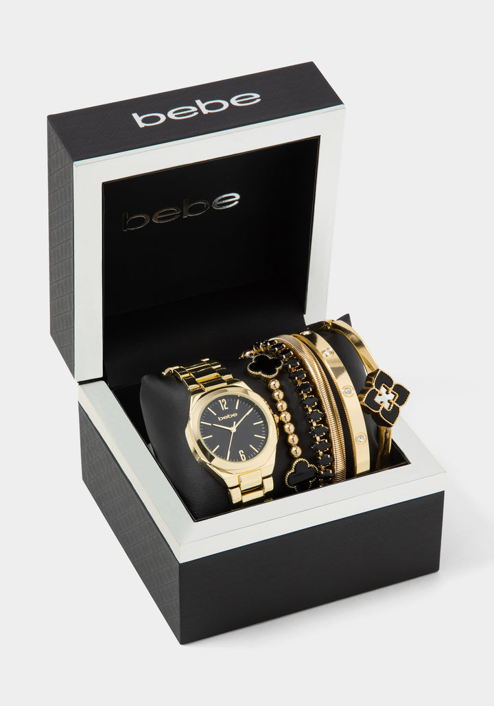 Other View-Watch & Fashion Jewelry Bracelet Set-GOLD/BLK