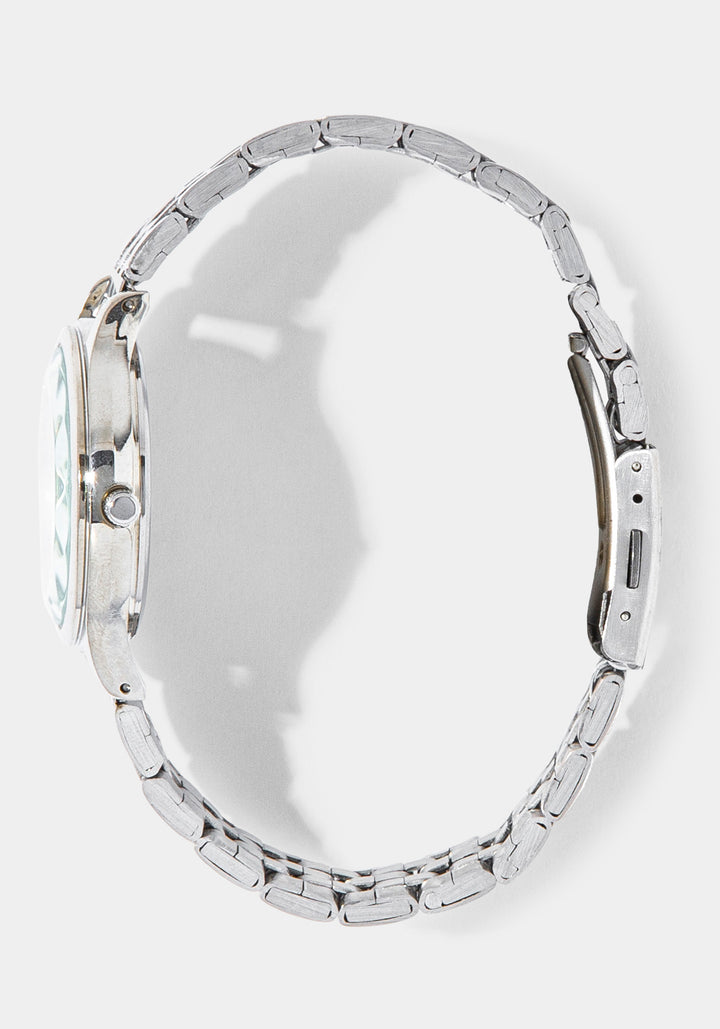 Side View-Watch & Fashion Jewelry Bracelet Set-SIL/SIL