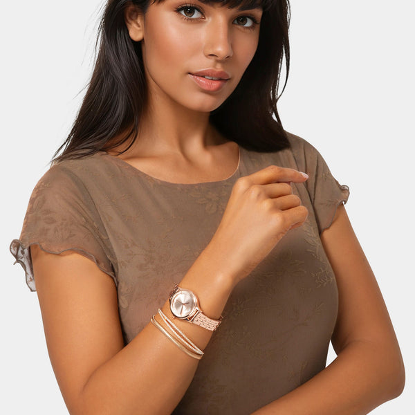 Detail View-Watch & Fashion Jewelry Bracelet Set-ROSE GLD/BLUSH