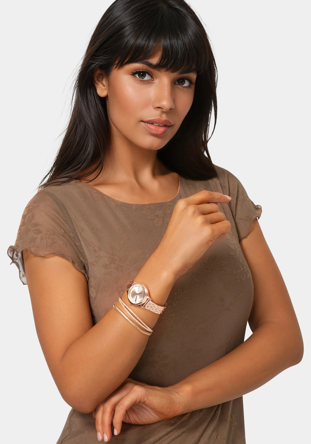 Detail View-Watch & Fashion Jewelry Bracelet Set-ROSE GLD/BLUSH