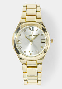 Front View-Watch & Fashion Jewelry Bracelet Set-GOLD/CHAMP