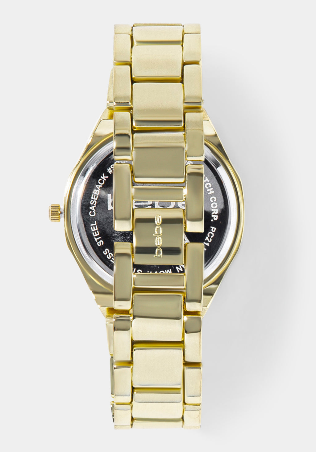 Back View-Watch & Fashion Jewelry Bracelet Set-GOLD/CHAMP