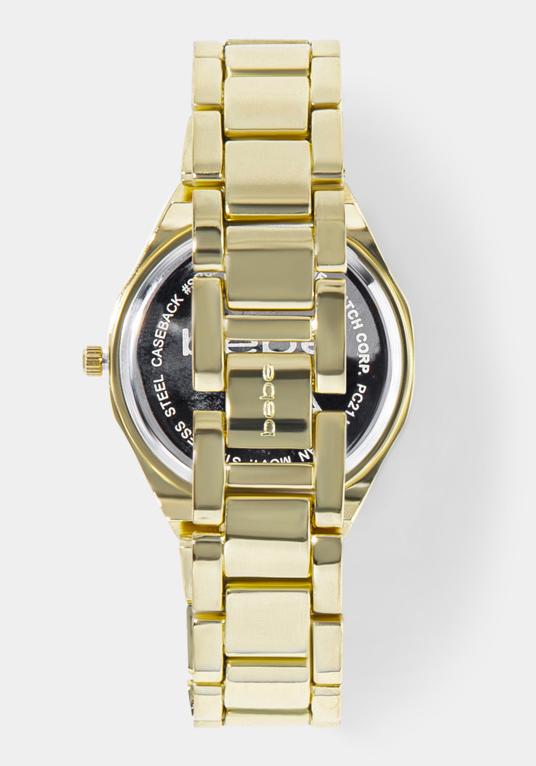 Back View-Watch & Fashion Jewelry Bracelet Set-GOLD/CHAMP