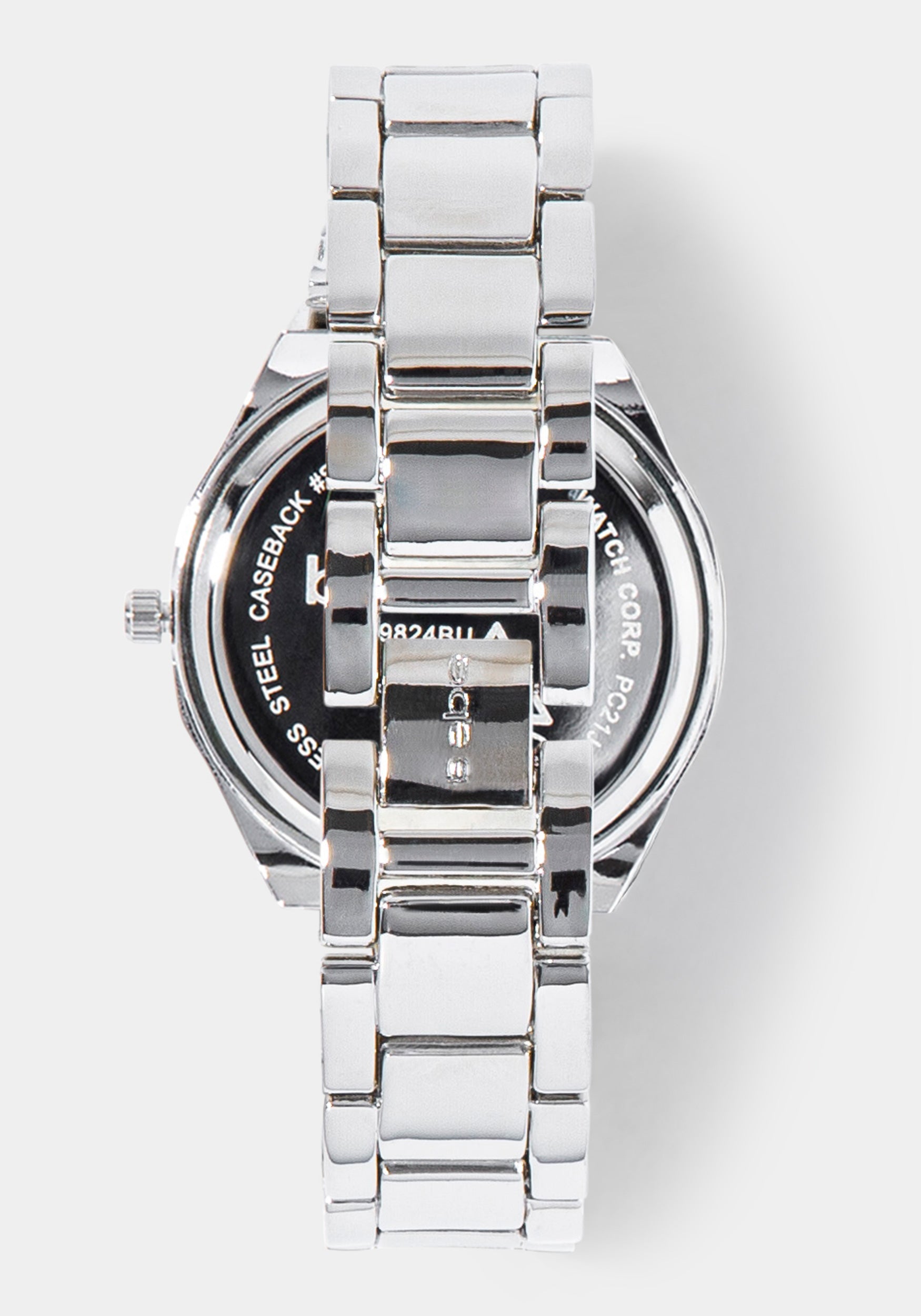 Back View-Watch & Fashion Jewelry Bracelet Set-SIL/SIL