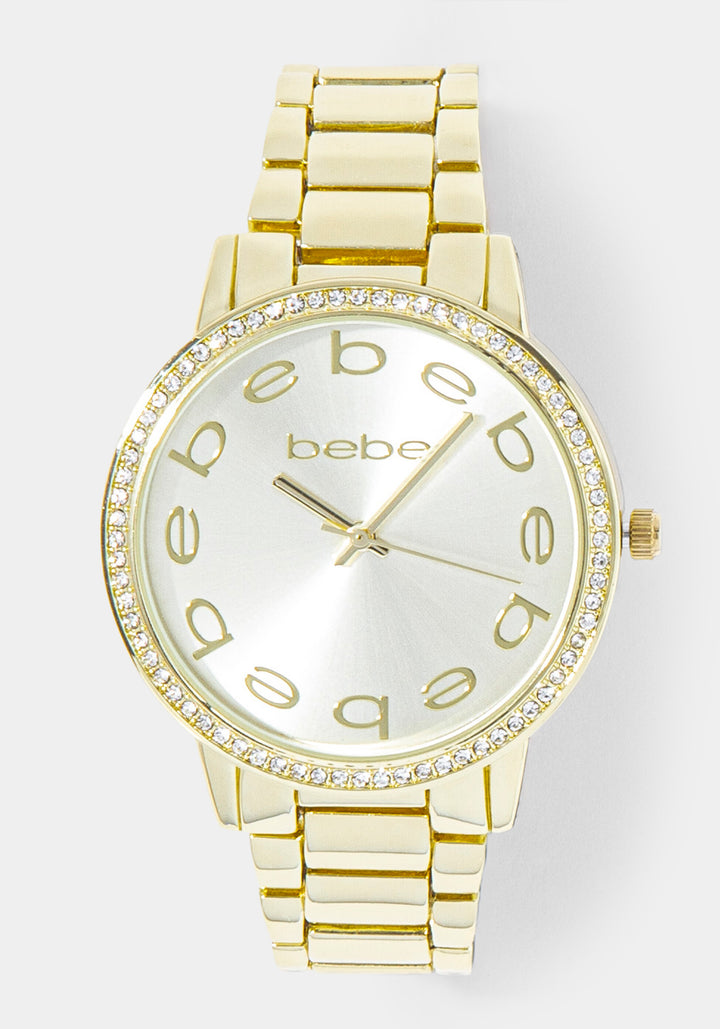 Front View-Watch & 'Hearts' Handbag Charm Set-GOLD/CHAMP