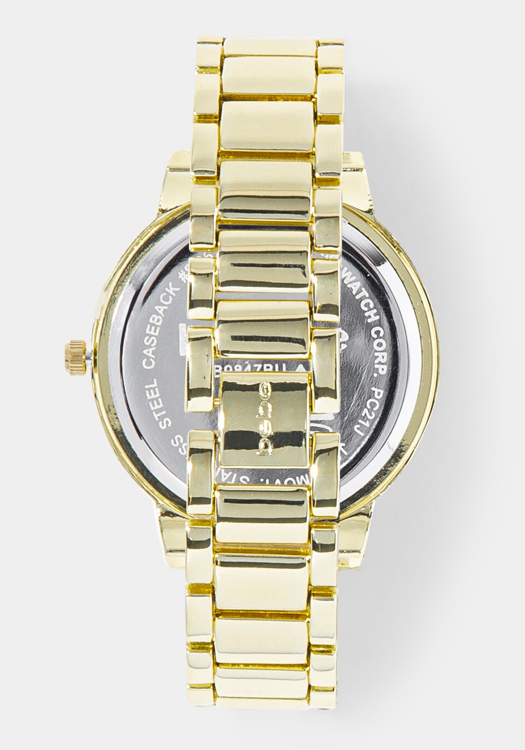 Back View-Watch & 'Hearts' Handbag Charm Set-GOLD/CHAMP