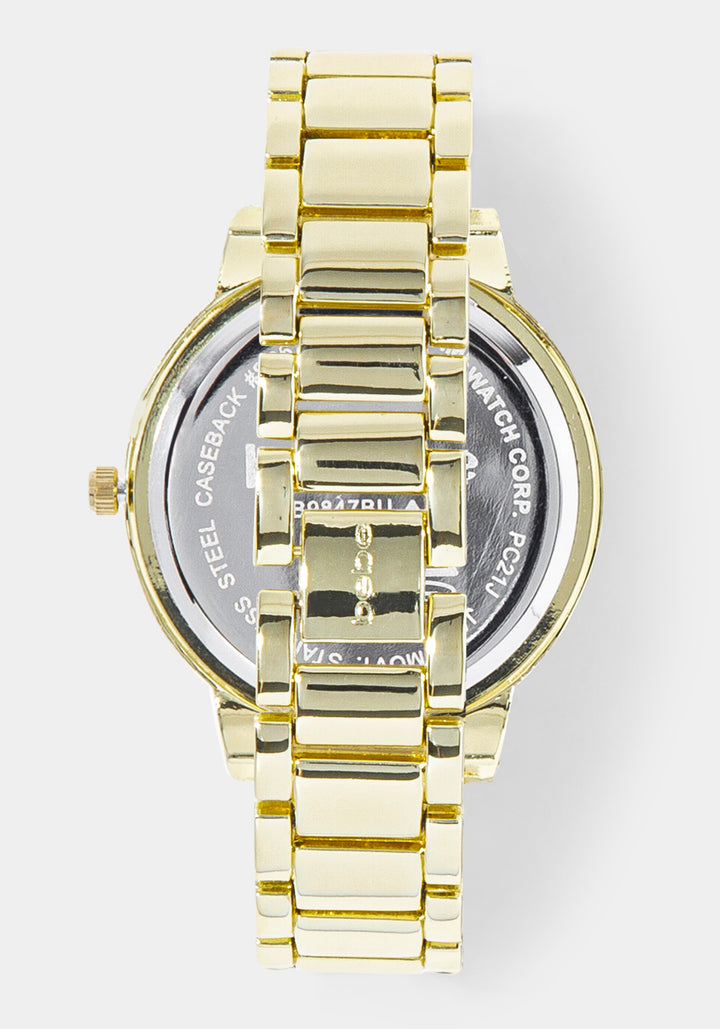 Back View-Watch & 'Hearts' Handbag Charm Set-GOLD/CHAMP