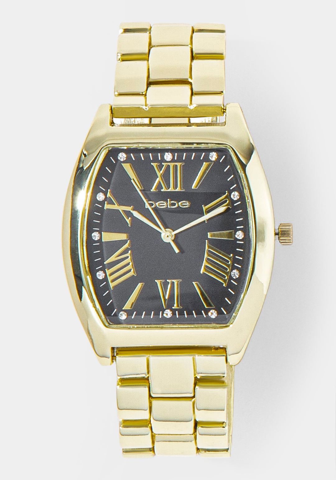 Front View-Watch & 'Apple' Handbag Charm Set-GOLD/BLK