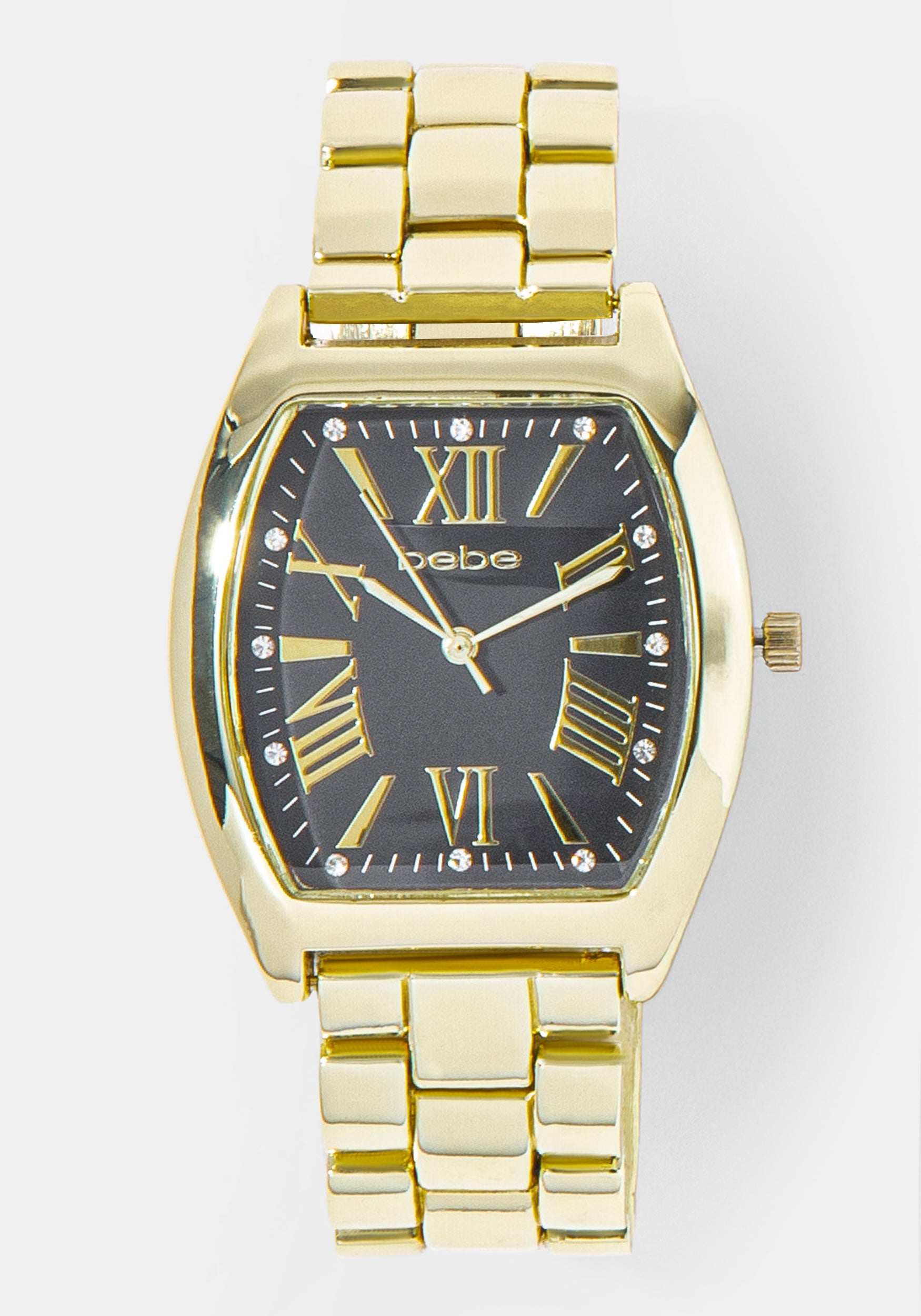 Front View-Watch & 'Apple' Handbag Charm Set-GOLD/BLK