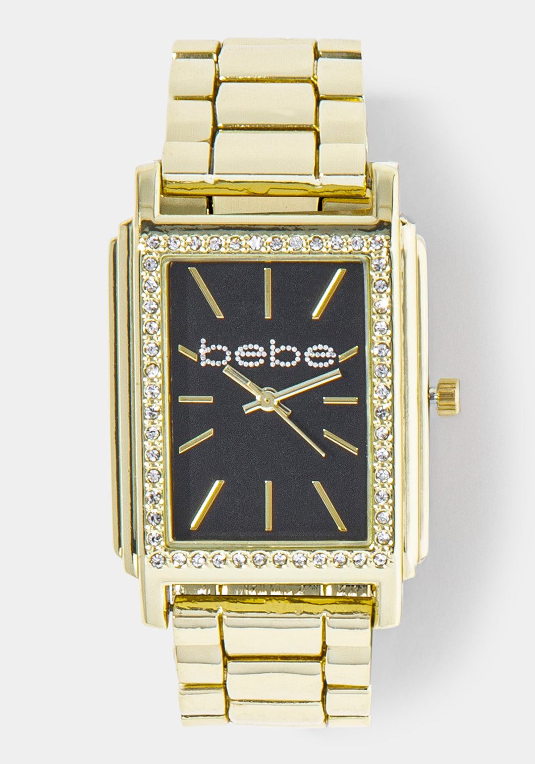 Front View-Watch & ' Lock & Key' Handbag Charm Box Set-GOLD/BLK