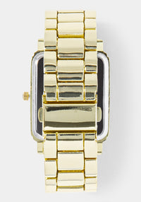 Back View-Watch & ' Lock & Key' Handbag Charm Box Set-GOLD/BLK