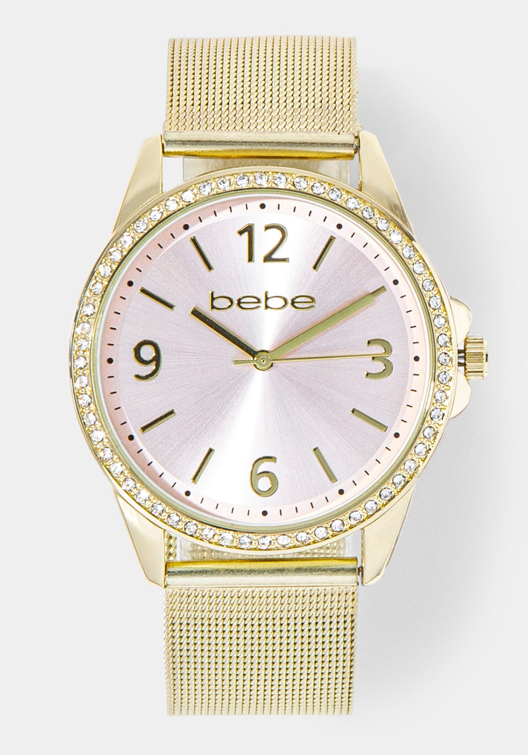 Front View-Watch & 'Travel Theme' Handbag Charm Set-GOLD/PNK