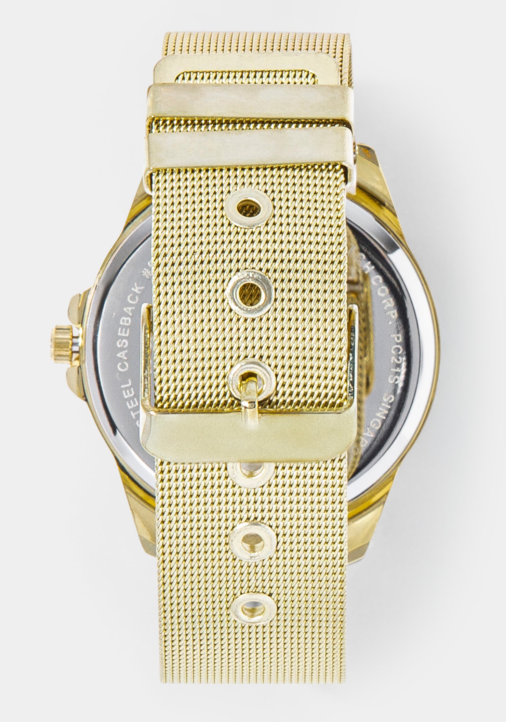 Back View-Watch & 'Travel Theme' Handbag Charm Set-GOLD/PNK