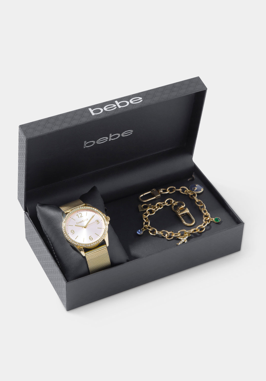 Other View-Watch & 'Travel Theme' Handbag Charm Set-GOLD/PNK