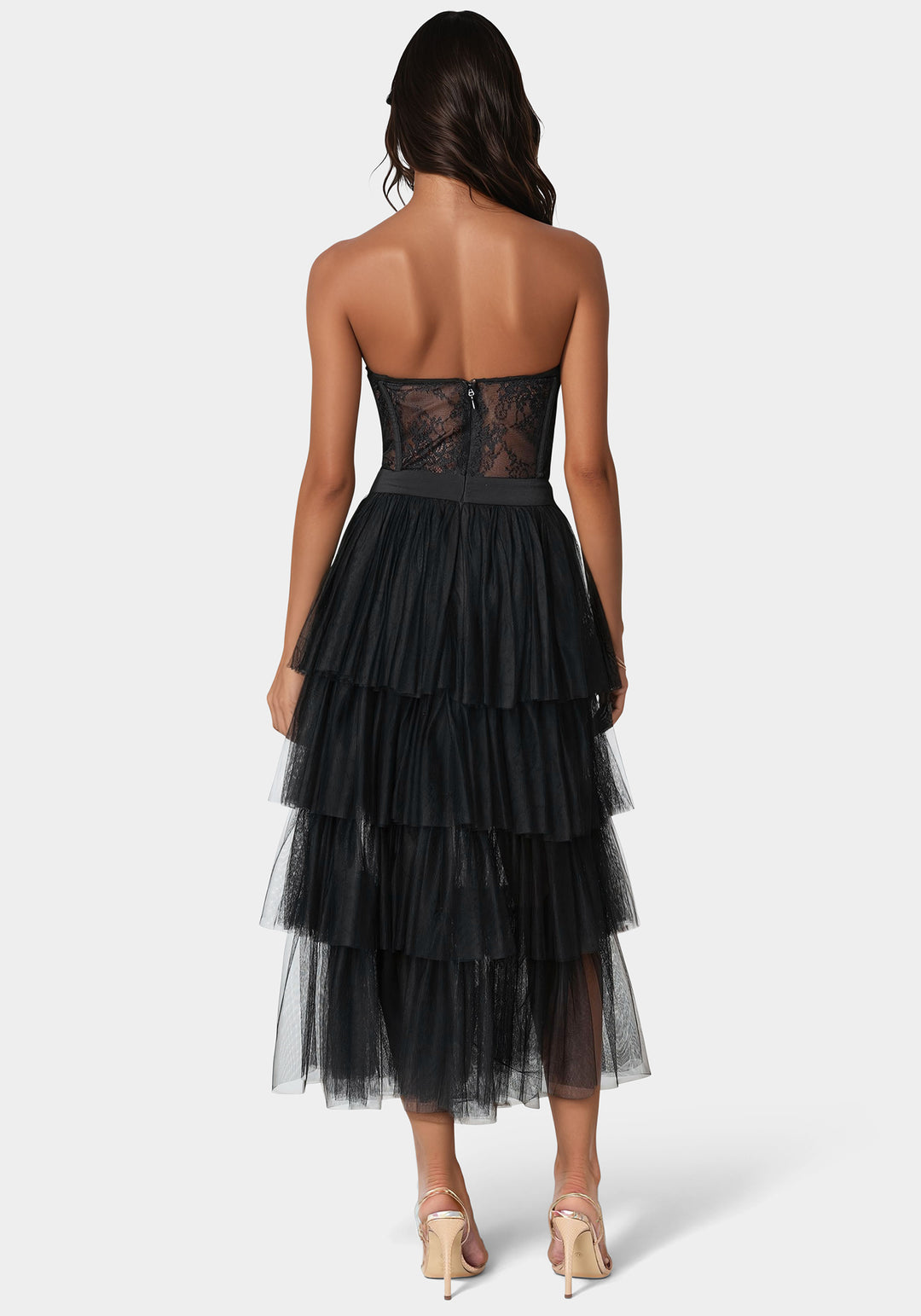 Tulle Corset Midi Dress bebe Tulle Corset Midi Dress bebe