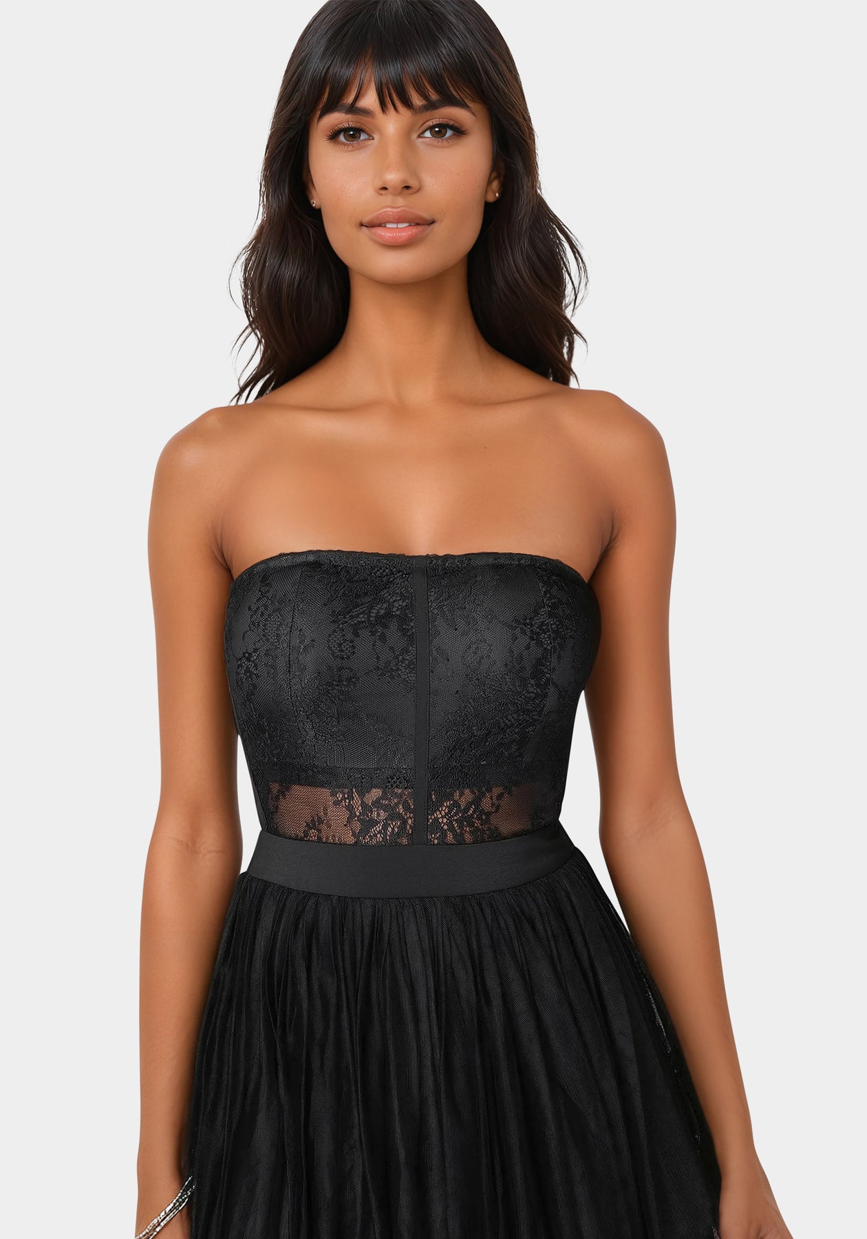 Tulle Corset Midi Dress bebe Tulle Corset Midi Dress bebe