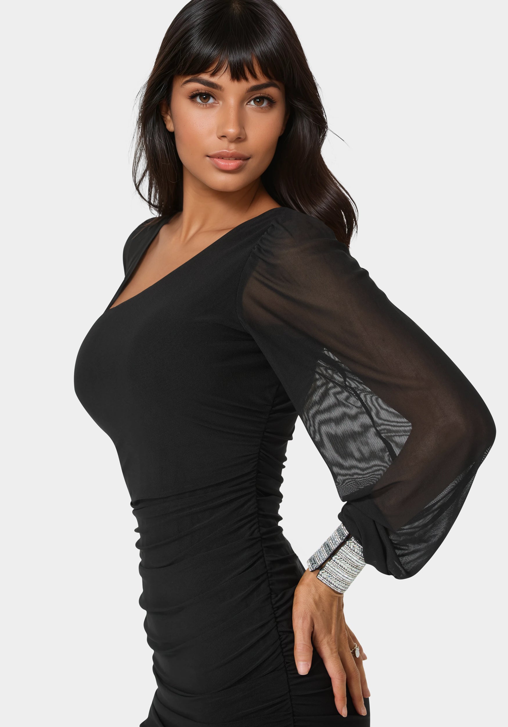 One Shoulder Pear Cuff Mini Dress – bebe