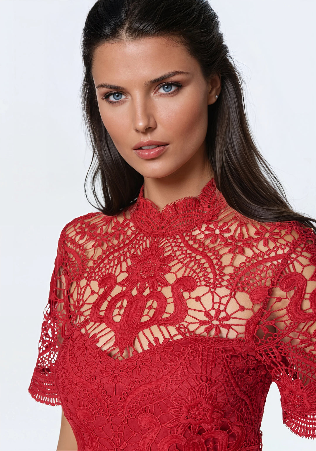 Flounce Lace Mini Dress bebe Flounce Lace Mini Dress bebe