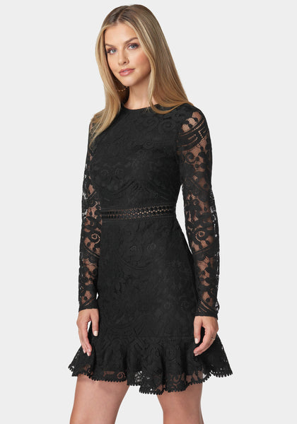 Open Back Lace Mini Dress | bebe
