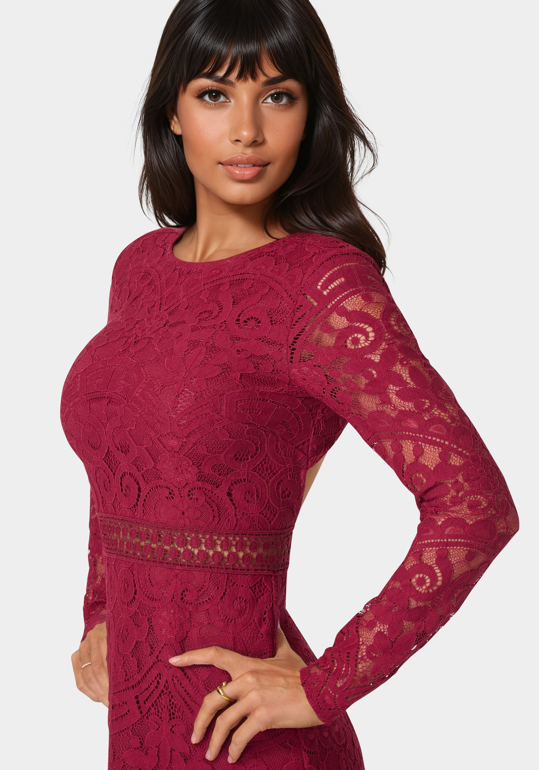 Open Back Lace Mini Dress bebe Open Back Lace Mini Dress bebe