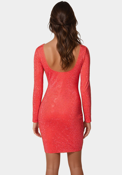 ♡bebe♡　0912 Longsleeve Crystal Midi Dress | bebe