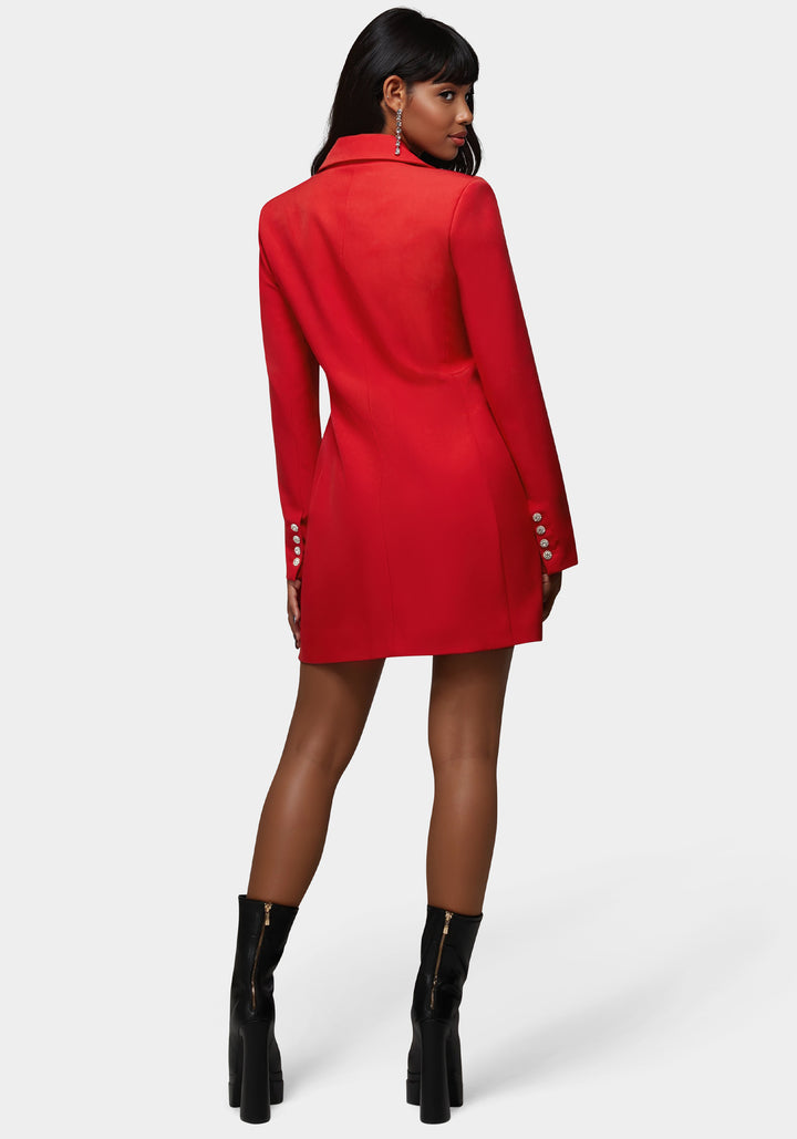 Back View-Bold Blazer Dress-Red