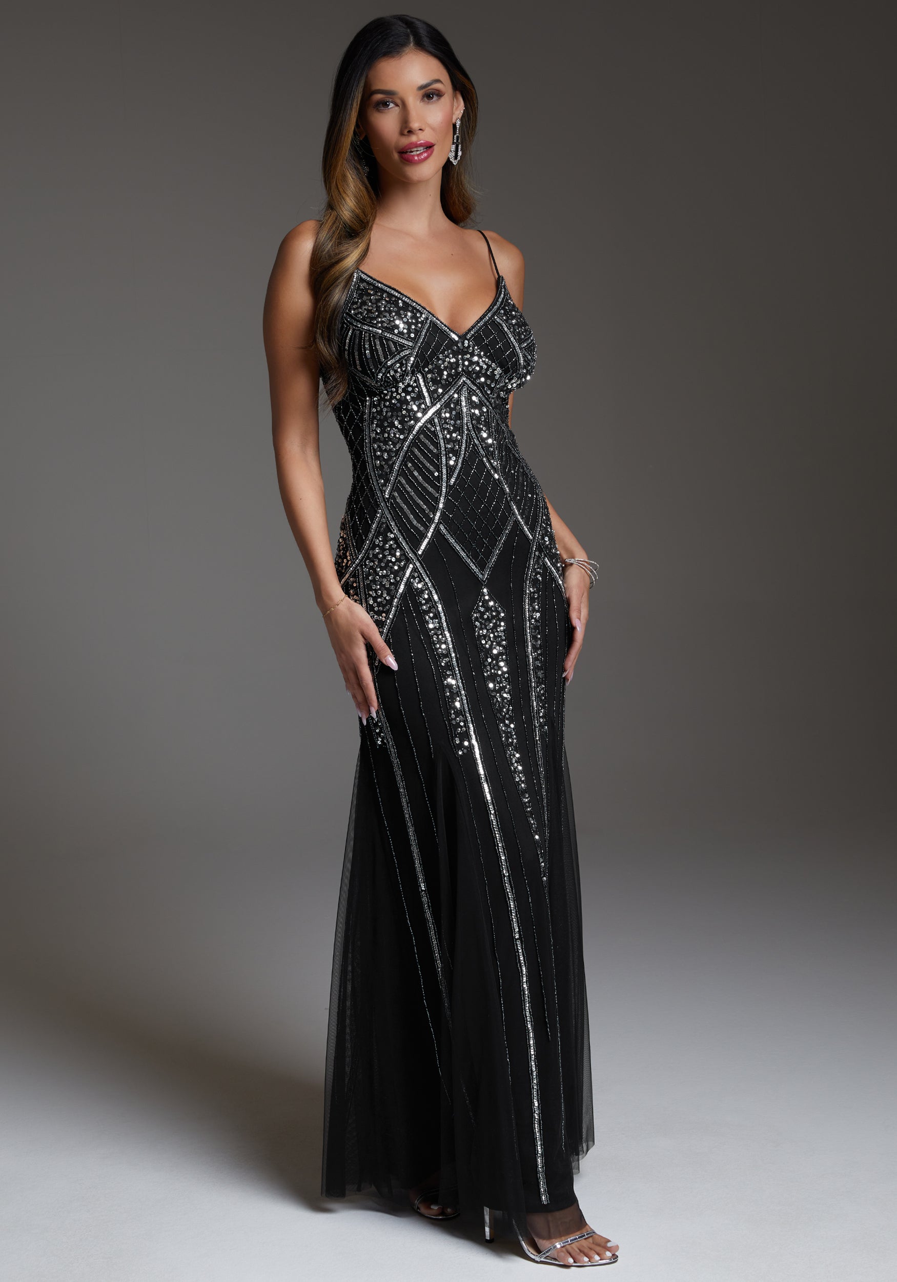 black beaded dress Beaded Gown