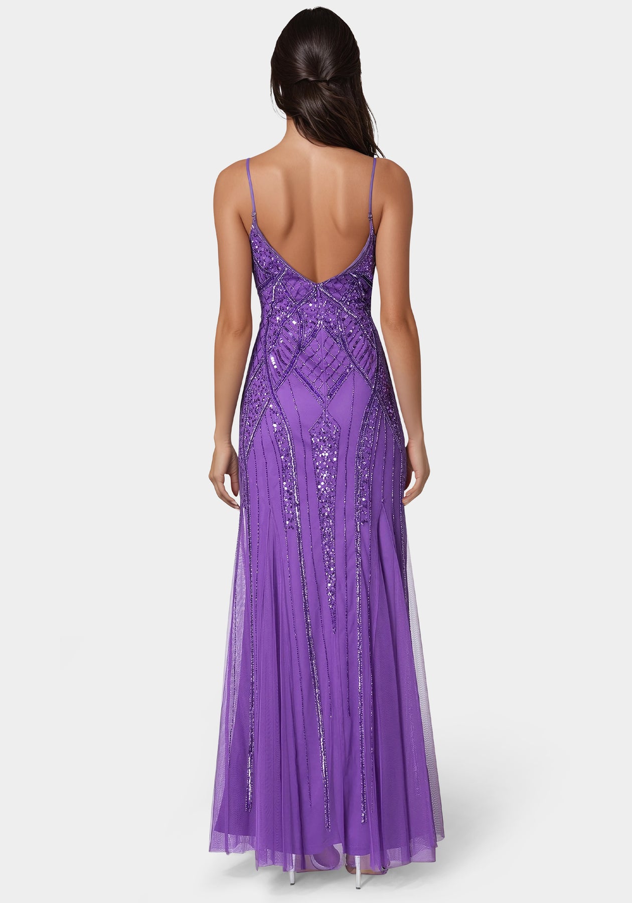 Bebe Women's Beaded Gown - Purple Bebe Women's Beaded Gown - Purple