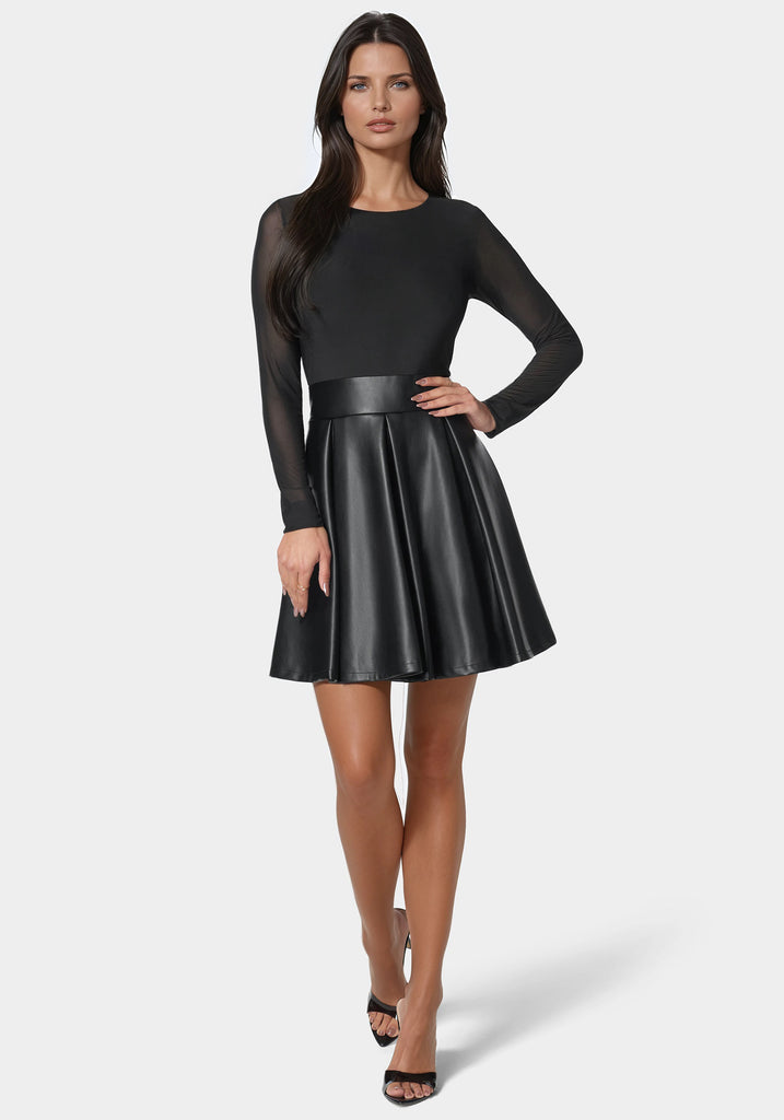 Bebe Women's Faux Leather Flare Dress