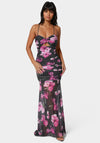 Twist Front Mermaid Mesh Gown
