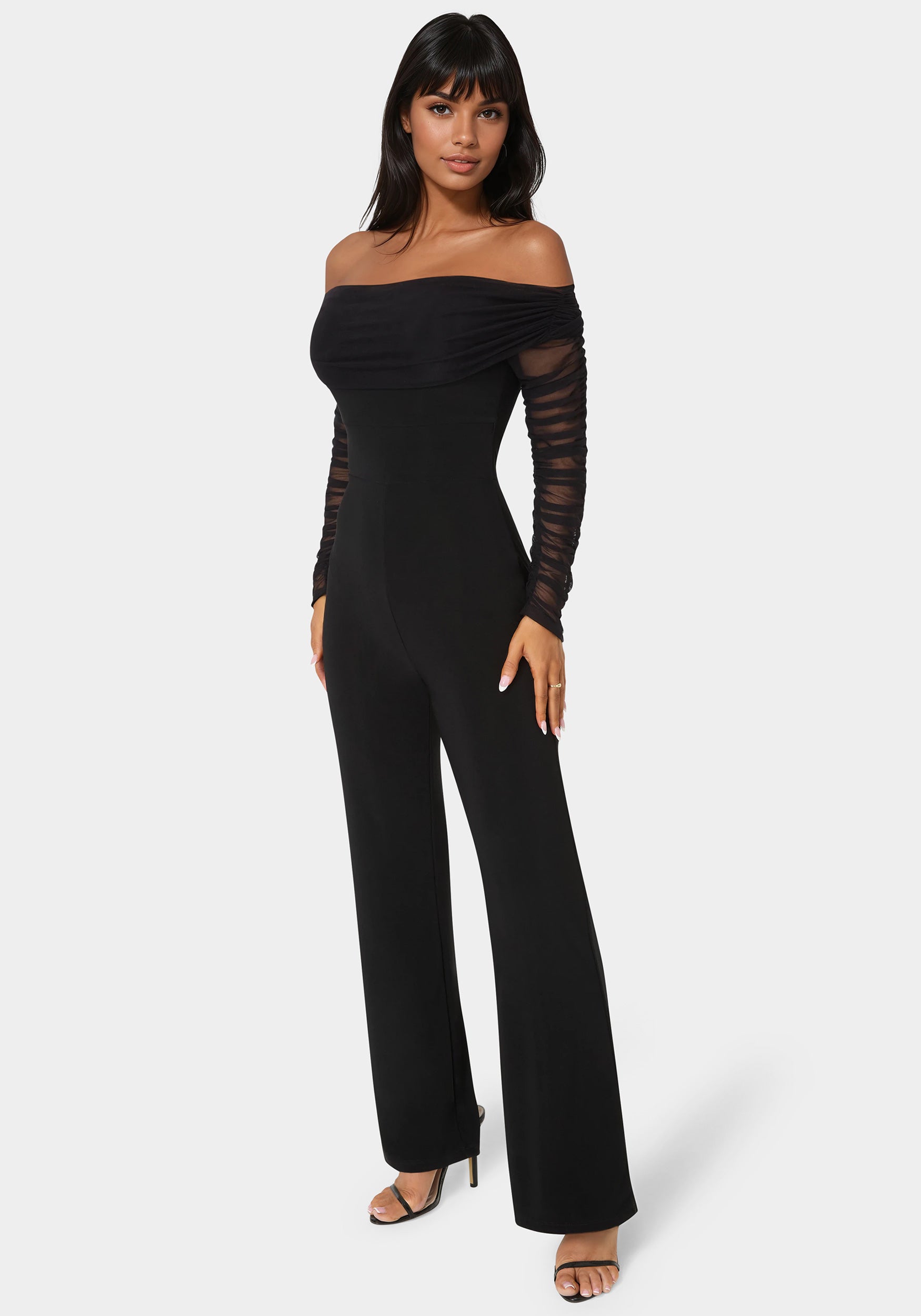 Hoppl・bébéd Off Shoulder Ruched Jumpsuit – bebe