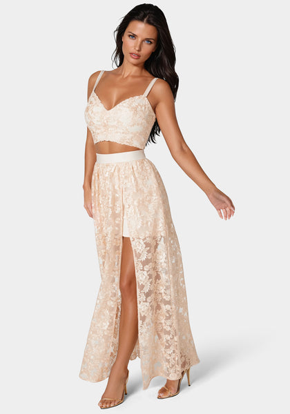 Two Piece Embroidered Gown | bebe
