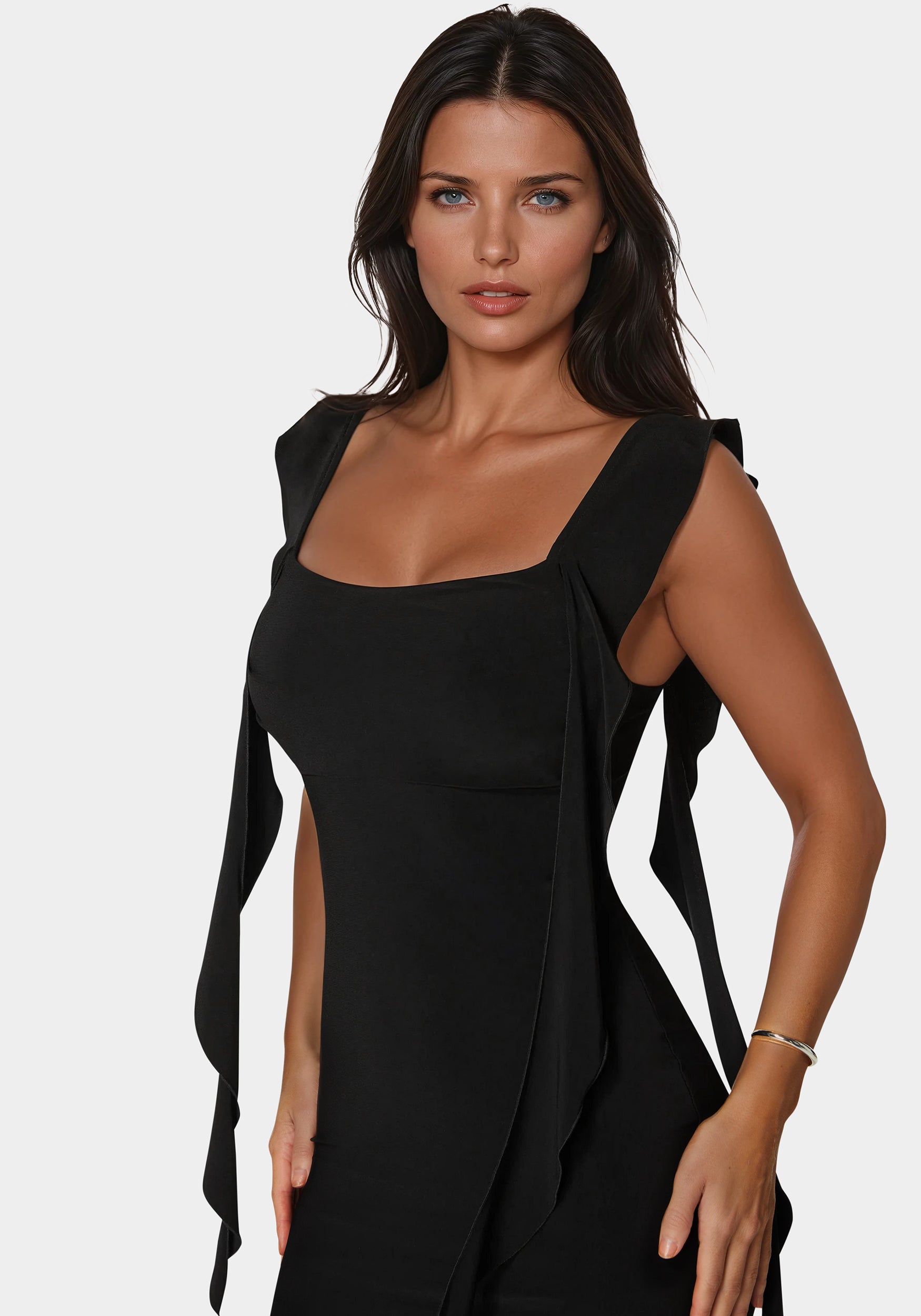 bebe black ruffle dress Bebe Women's Tiered Lace Midi Dress