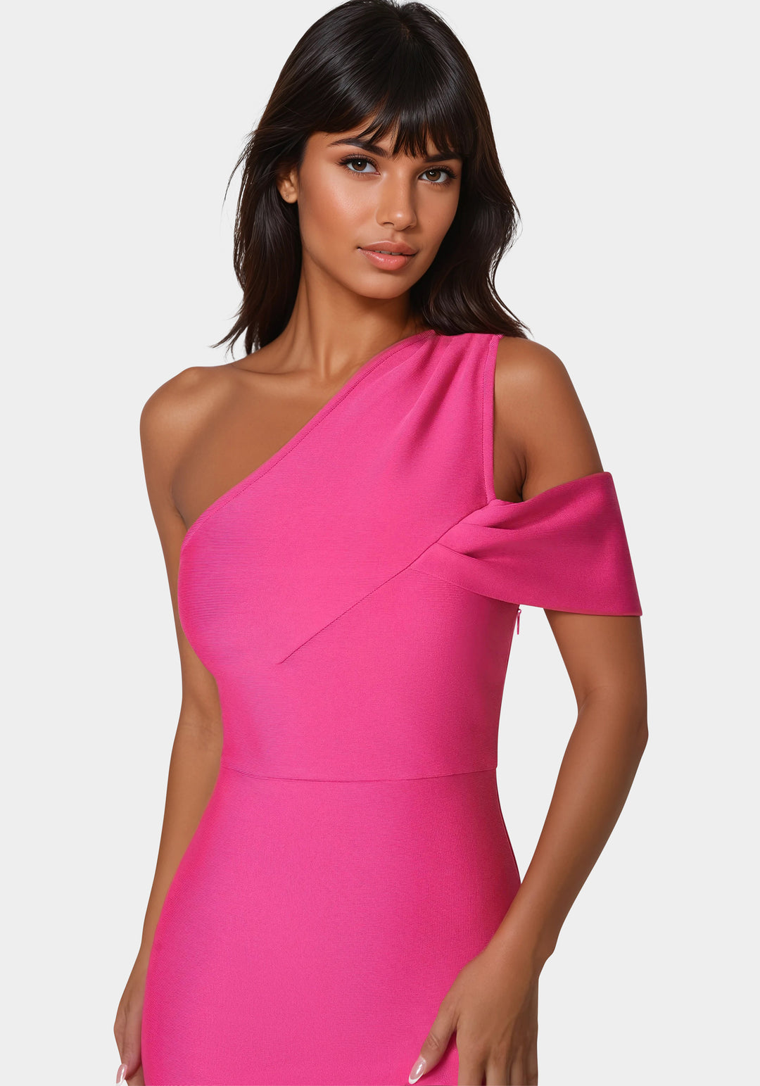 Bebe Women's Asymmetrical High Slit Bandage Midi Dress - Red Bebe Women's Asymmetrical High Slit Bandage Midi Dress - Red