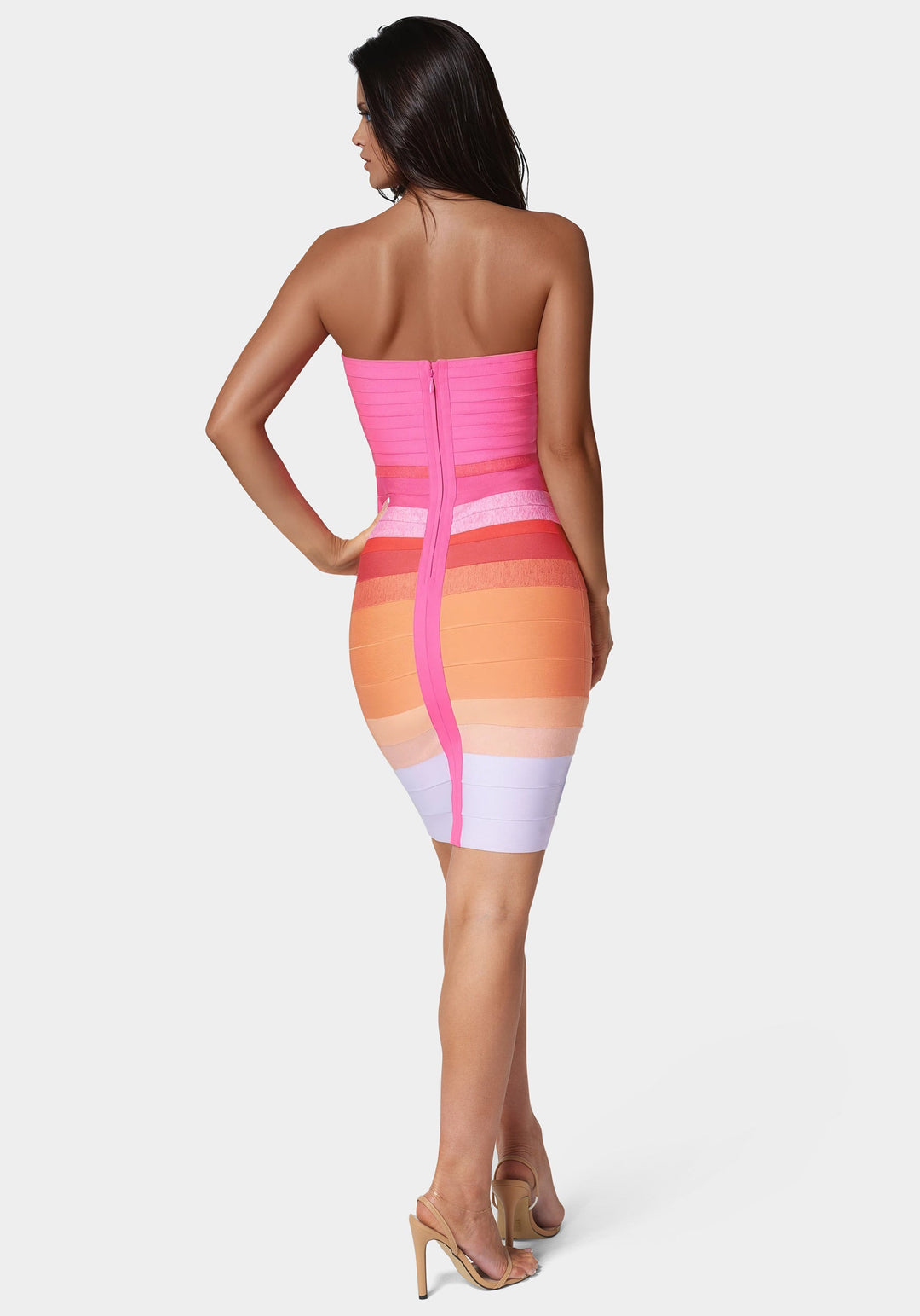 Bebe Women's Ombre Badage Strapless Dress - Pink Multi Bebe Women's Ombre Badage Strapless Dress - Pink Multi