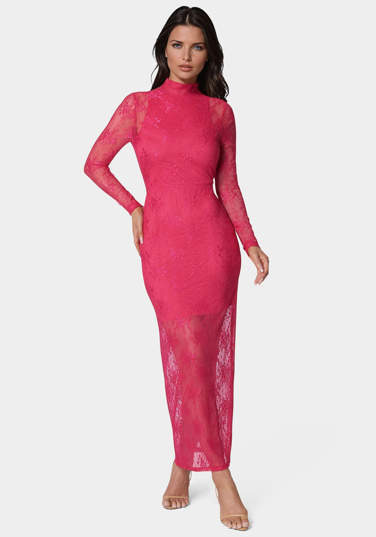Illusion Lace Maxi Dress | bebe