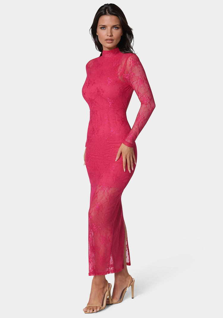 Illusion Lace Maxi Dress | bebe