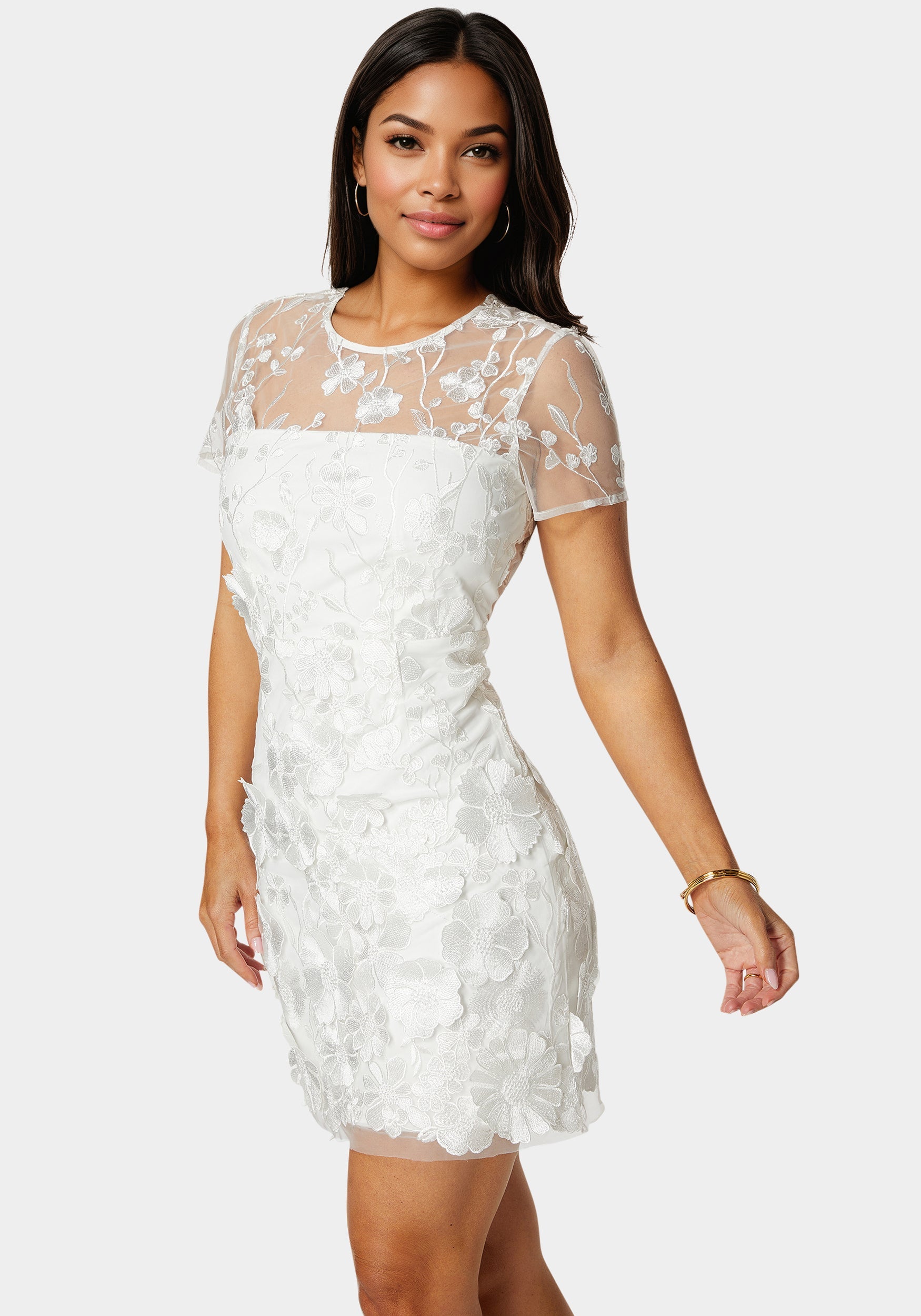 3D Floral Fit & Flare Mini Dress – bebe