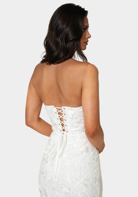 Other View-3D Floral Strapless Gown-WHITE