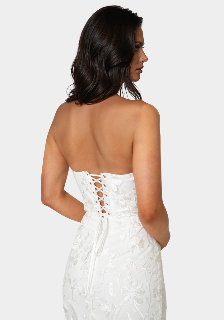 Other View-3D Floral Strapless Gown-WHITE