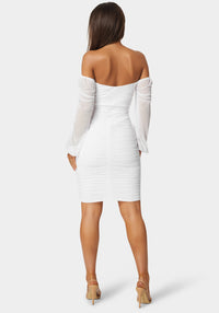 Blouson Sleeve Ruched Mini Dress