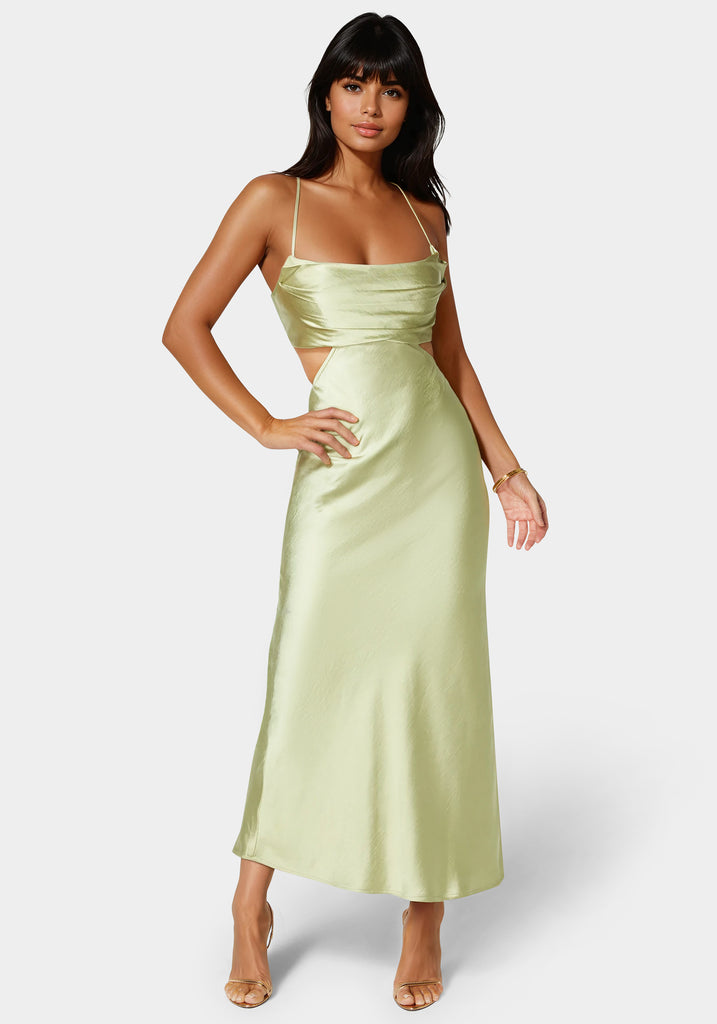 Bebe Women's Open Back Cut Out Midi Slip Dress