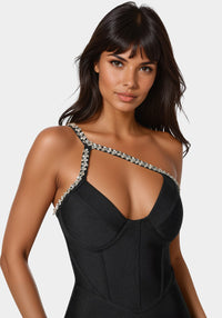 Embellished Crystal Corset Bandage Dress