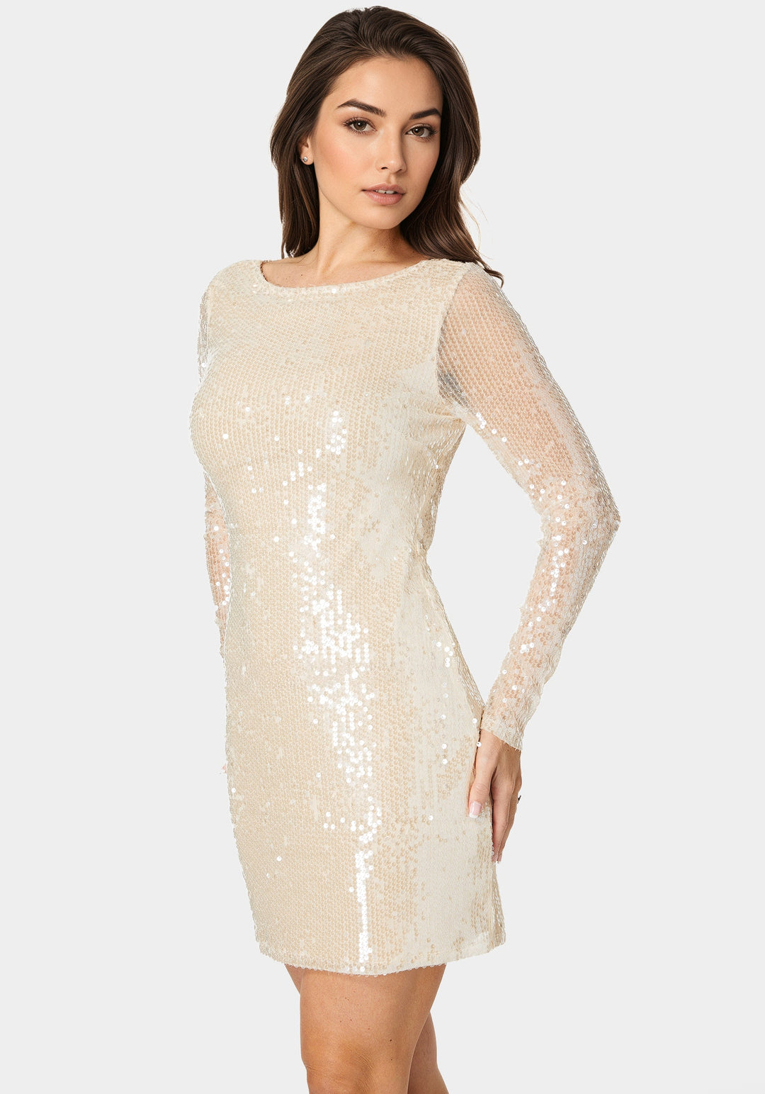 Bebe Women's Cowl Back Sequin Mini Dress Bebe Women's Cowl Back Sequin Mini Dress