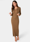 Long Sleeve Laceup Sweater Maxi Dress
